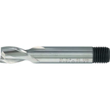 Short Slot Drill, 6mm, 2fl, Threaded Shank, Cobalt High Speed Steel, Uncoated