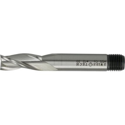 33, Regular, Slot Drill, 8mm, 3fl, Threaded Shank, Cobalt High Speed Steel, Uncoated