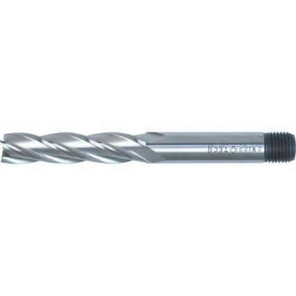 37, End Mill, Long, Threaded Shank, 5mm, Cobalt High Speed Steel, Uncoated