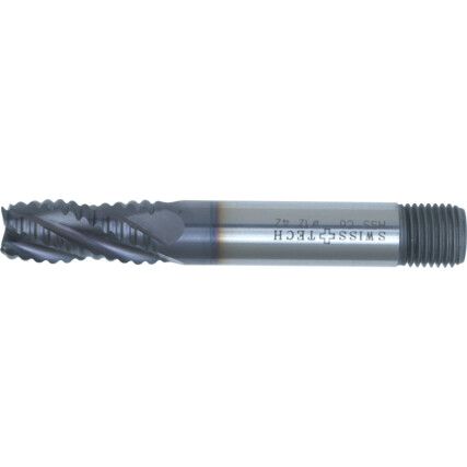 42, Roughing End Mill, 16mm, Threaded Shank, 4fl, Cobalt High Speed Steel, TiAlN, M42