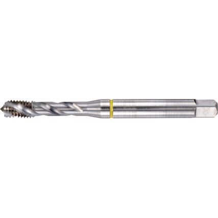 E298, Tap, M22 x 2.5mm,  Metric Coarse, Spiral Flute, Powdered Metal Cobalt High Speed Steel, Flash Chrome, Yellow