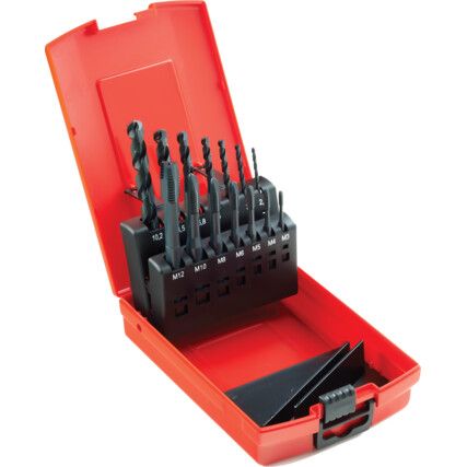 L114 306, Spiral Point Tap & Drill Set, M3-M12, HSS-E, Set of 14