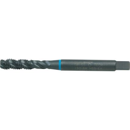 Machine Tap, M10 x 1.5mm, Metric Coarse, Spiral Flute, Vanadium High Speed Steel, Steam Tempered, Blue