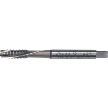 Machine Tap, M3 x 0.5mm, Metric Coarse, Spiral Flute, Powdered Metal High Speed Steel, Nitride, Purple