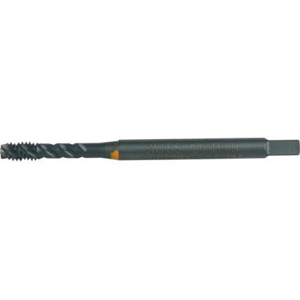 Machine Tap, #4-40, UNC, Straight Flute, Powdered Metal High Speed Steel, Nitride/Steam Tempered, Orange