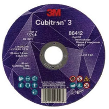 Cubitron 3 Cut-Off Disc 90230, 60, 175 x mm, 6.35 x mm, Type 41