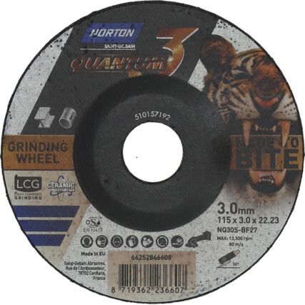 115X3X22.23MM QUANTUM 3 LIGHT COMFORT GRINDING DISC