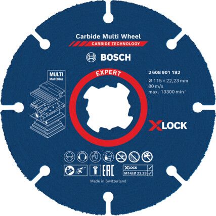 Cutting Disc, X-Lock Expert, 115 x 1 x 22.23 mm, Type 41, Carbide