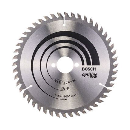 2608640617 Optiline Wood 48T Circular Saw Blade 190mm x 2.6 x 30mm