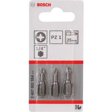 Screwdriver Bit, PZ1, Pozi, 1/4" Hex