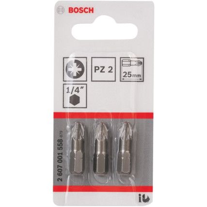 Screwdriver Bit, PZ2, Pozi, 1/4" Hex