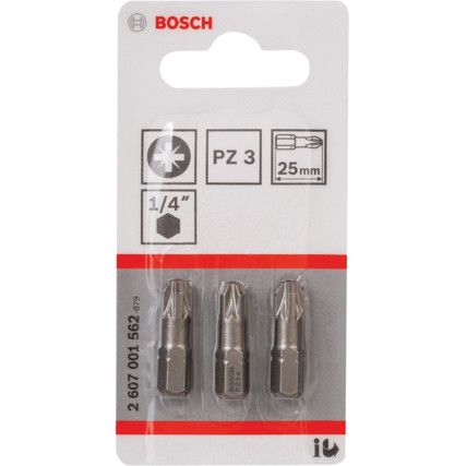 Screwdriver Bit, PZ3, Pozi, 1/4" Hex