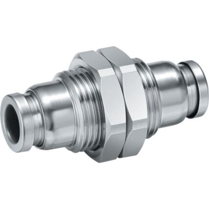 KQG2E16-00 STAINLESS BULKHEAD FITTING 16mm