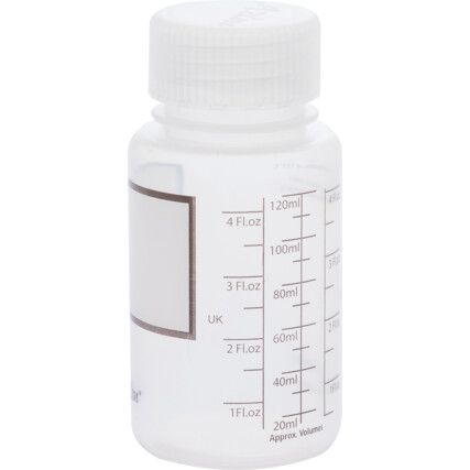 BOTTLE ROUND, PP, WIDE NECK 125ml GRADUATED (PK-10)