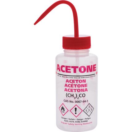 WASH BOTTLE, MULTILINGUAL 500ml - ACETONE