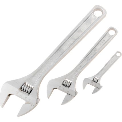 Adjustable Spanner Set, Steel, Set Of 3