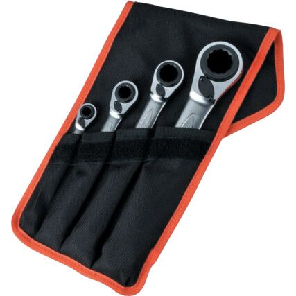 Metric, Ratchet Spanner Set, 8 - 27mm, Set of 4, Alloy Steel