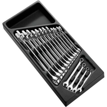 Metric, Combination Spanner Set, Set of 16, Chrome Vanadium Alloy