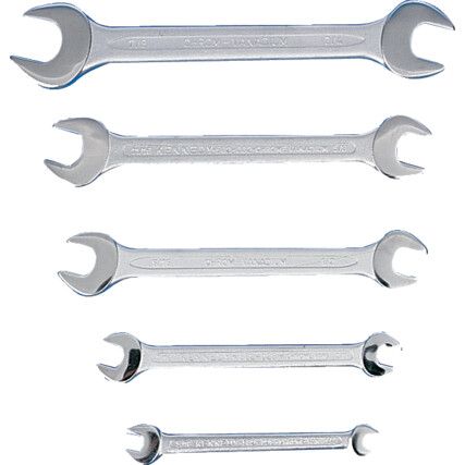 Imperial, Open Ended Spanner Set, 1/4 - 7/8in., Set of 5, Chrome Vanadium Steel