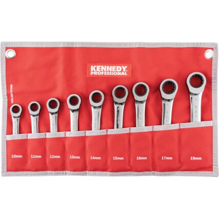 Metric, Combination Spanner Set, 10 - 19mm, Set of 9, Chrome Vanadium Steel