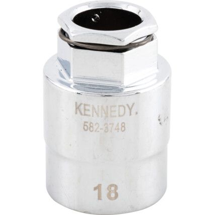 6 Point,  Pass Through Socket, 18mm,  Metric