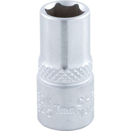 1/4in. Drive,  Hexagon Socket, 7mm,  Metric,  6 Point