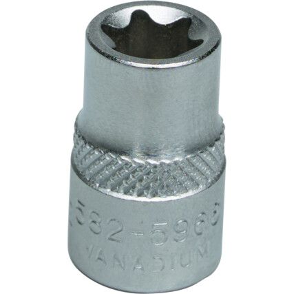 1/2in. Drive,  Torx Socket, E10mm,  Torx,  6 Point