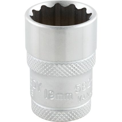 1/2in. Drive,  Bi-Hexagon Socket, 19mm,  Metric,  12 Point