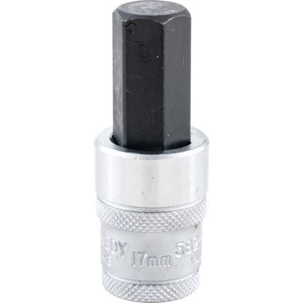 1/2in. Drive,  Hexagon Bit Socket, 17mm,  Metric