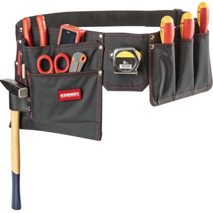 Tool Belt, Polyester, Red/Black, 2 Pockets, 230 x 500mm