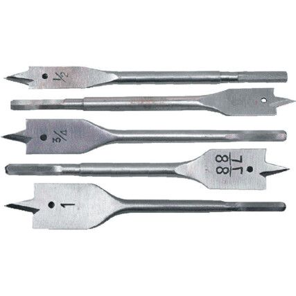 SET OF 5 FLAT BITS 1/2"-1"