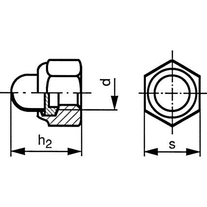 M8 A2 Stainless Steel Lock Nut, Dome Cap Material Grade 304