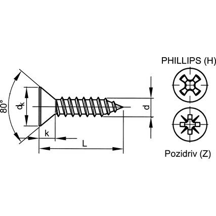 ST2.9x9.5mm CROSS CSK TAP SCREW A2