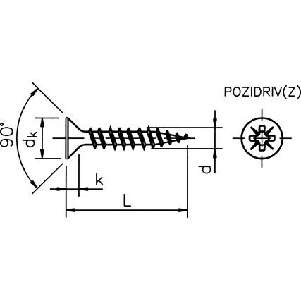 4.5x25mm POZI CSK CHIPBOARD SCREW BZP (BX-200)