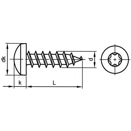 6x20mm TORX PAN HINGE STRIP SCREW A2 (BX-200)