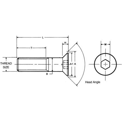 M14 Hex Socket Countersunk Screw, Steel, Material Grade 10.9, 60mm, DIN 7991