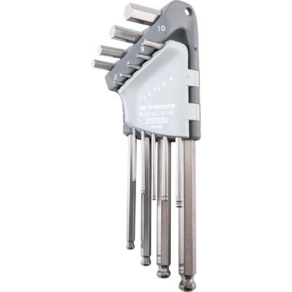 83SHST.JP9A, Hex Key, L-Handle, Hex, Metric, 1.5-10mm, 9-piece