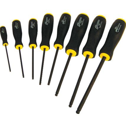 BSX8, Hex Key, Screwdriver, Ballend, Imperial, 7/64-5/16", 8-piece