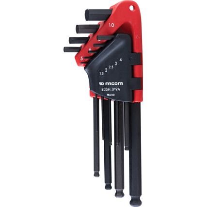 83SH.JP9A, Hex Key, L-Handle, Hex Ball, Metric, 2-10mm, 9-piece