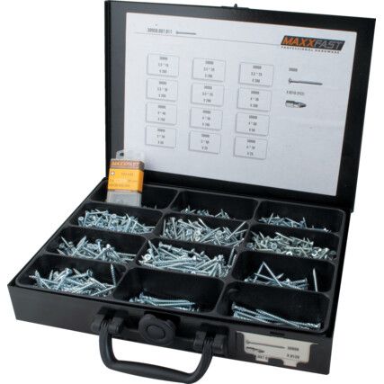 3.5mm-5mm POZIDRIVE WOODSCREW ASSORTMENT 1550-PCE + 1 BIT