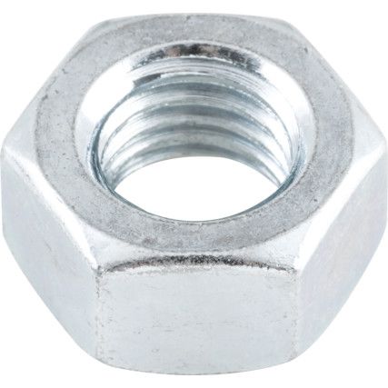 M12 Steel Hex Nut, Bright Zinc Plated, Grade 8