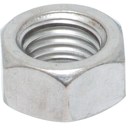 1/4" BSW Steel Hex Nut, Bright Zinc Plated