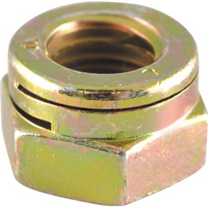 M6 Steel Lock Nut, Stover, Zinc Plated Yellow Passivated, Material Grade 8