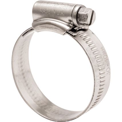 1XSS HOSE CLIP GRADE 304 STAINLESS STEEL 30mm - 40mm