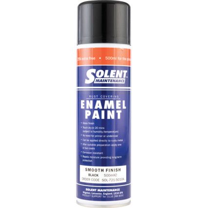 Rust Covering Smooth Black Enamel Aerosol Paint - 500ml