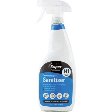 General Purpose Sanitiser, 750ml, Spray Bottle, Ready To Use, Fragrance Free