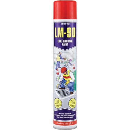 LM-90, Line Marking Spray Paint, Red, Aerosol, 750ml