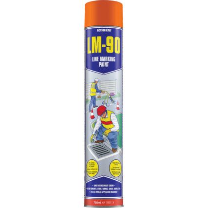 LM-90, Line Marking Spray Paint, Orange, Aerosol, 750ml