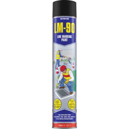 LM-90, Line Marking Spray Paint, Black, Aerosol, 750ml