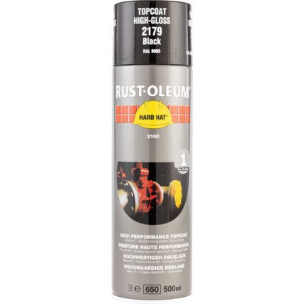 2179 Hard Hat® Gloss Black High Performance Topcoat Aerosol Paint - 500ml